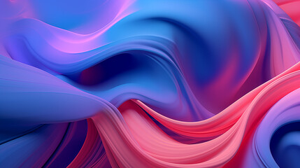 Abstract fluid iridescent holographic neon curved wave in motion colorful background 3d render. Gradient design element for backgrounds, banners. Wavy pink, purple, blue, orange, yellow wallpaper