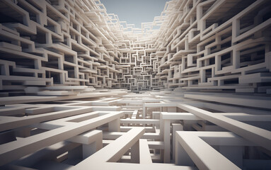 Obraz premium Abstract 3d render visualization of maze labyrinth, solution, concept & ideas disaster, strategy planning