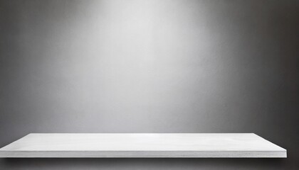 Subdued Elegance: Empty Shelf Against Sophisticated Grey Wall