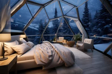  Luxury glass igloo hotel in mountain forest © Slepitssskaya
