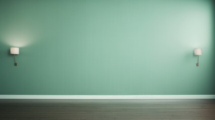 Plain wall in a subdued seafoam green, illuminated by soft, diffused lighting. - obrazy, fototapety, plakaty