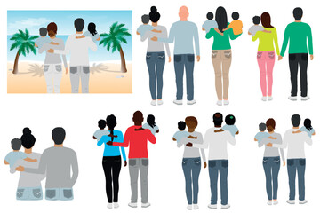 Fototapeta premium Best friends Family clipart Parents Kids figures selfie teen vector