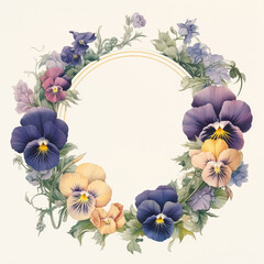 Vintage frame of flowers in watercolor style