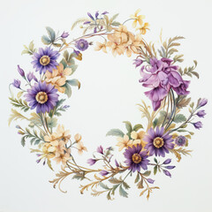 Vintage frame of flowers in watercolor style