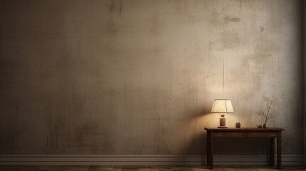 Subdued lighting highlighting a plain wall's delicate texture in muted tones. - obrazy, fototapety, plakaty