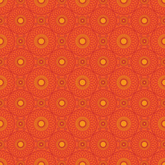 Vector pattern created by many circle in orange background like mandala style