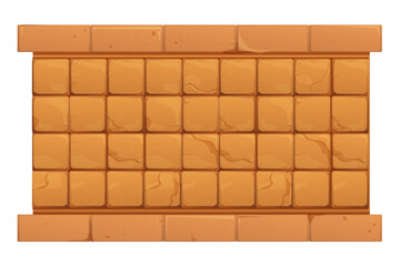 Stone wall from bricks, rock, game background medieval in cartoon style, seamless textured surface. Ui game asset, road or floor material