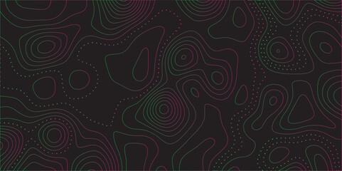 Abstract black colorful gradient Topographic line map pattern background. Contour elevation topographic and textured Background Modern design with White background with topographic wavy patte.