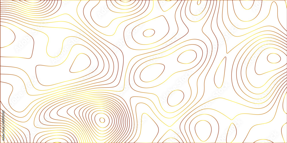 Poster Abstract white background with gradient golden line Topographic map pattern. Contour elevation topographic and textured Background Modern design with White background with topographic wavy patte.