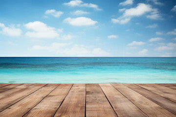 Fototapeta premium Wooden floor with natural background, for product background