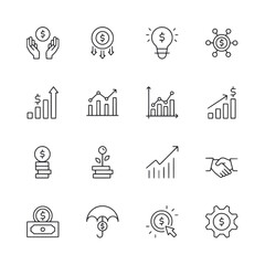 set of business icon for web app simple line design - obrazy, fototapety, plakaty