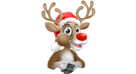 Reindeer with santa claus hat drawn