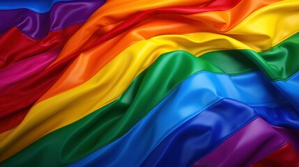 Close up of LGBT flag with rainbow color.