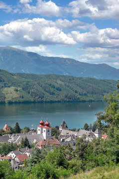 view over Millstatt am See at Lake Millstaetter See in  Carinthia,Austria