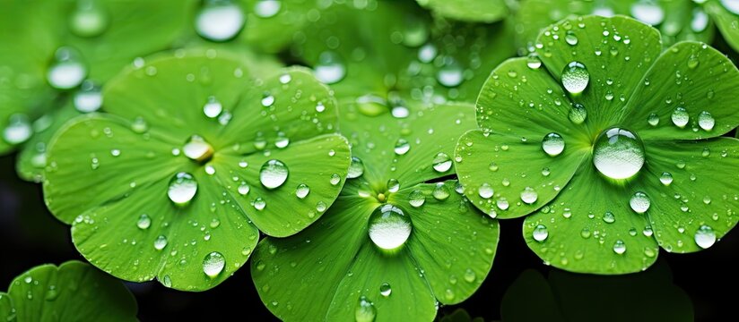 Morning dew and guttation on Centella asiatica leaf.