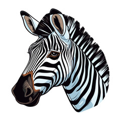 zebra Portrait Sticker, zebra head mascot logo illustration, zebra character, generative ai