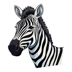 zebra Portrait Sticker, zebra head mascot logo illustration, zebra character, generative ai