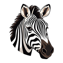 Fototapeta na wymiar zebra Portrait Sticker, zebra head mascot logo illustration, zebra character, generative ai