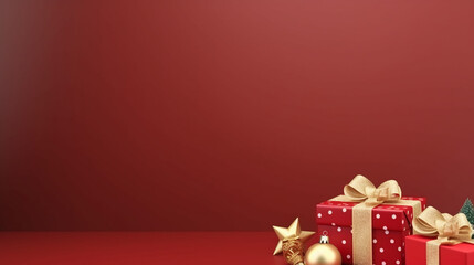 Festive Christmas composition with gifts and decorations