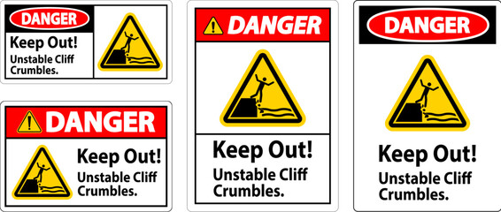Danger Sign, Keep Out Unstable Cliff Crumbles