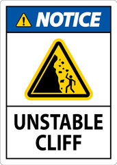 Fototapeta premium Water Safety Sign, Notice - Unstable Cliff