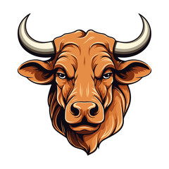 Bull Portrait Sticker, Bull head mascot logo illustration, Bull character, generative ai
