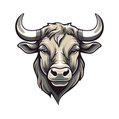 Bull Portrait Sticker, Bull head mascot logo illustration, Bull character, generative ai