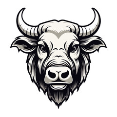 Bull Portrait Sticker, Bull head mascot logo illustration, Bull character, generative ai