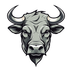 Bull Portrait Sticker, Bull head mascot logo illustration, Bull character, generative ai