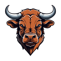 Bull Portrait Sticker, Bull head mascot logo illustration, Bull character, generative ai