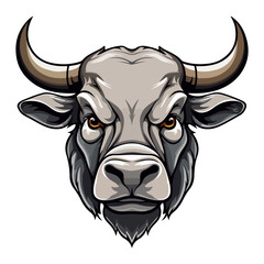 Bull Portrait Sticker, Bull head mascot logo illustration, Bull character, generative ai
