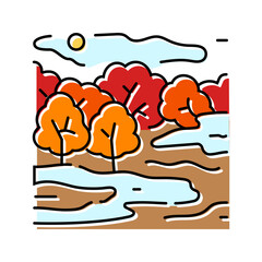 foggy morning autumn season color icon vector. foggy morning autumn season sign. isolated symbol illustration