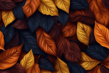 Colorful leaves seamless pattern