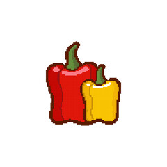 Paprika fruit pixel 8bit art vector illustration background.