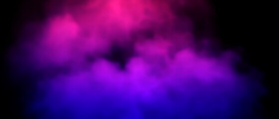 Fog smoke with neon light effect. Mesmerizing horizontal abstract expressionism design. Modern, energetic, vibrant and dynamic backdrop Illustration. NOT AI.