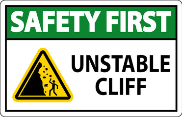Water Safety Sign, Danger - Unstable Cliff