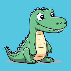 Cute crocodile simple minimalism flat color vector illustration
