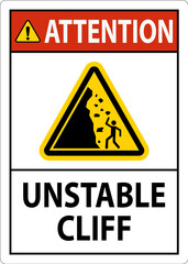 Water Safety Sign, Attention - Unstable Cliff