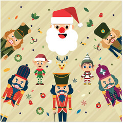 Seamless pattern for Christmas decorations and characters. Wrapping paper, background.