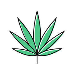 cannabis leaf weed hemp color icon vector. cannabis leaf weed hemp sign. isolated symbol illustration