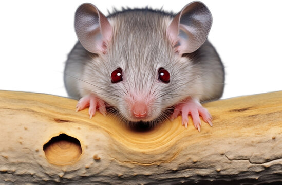 Picture of a mouse on a branch isolated on transparent background, png