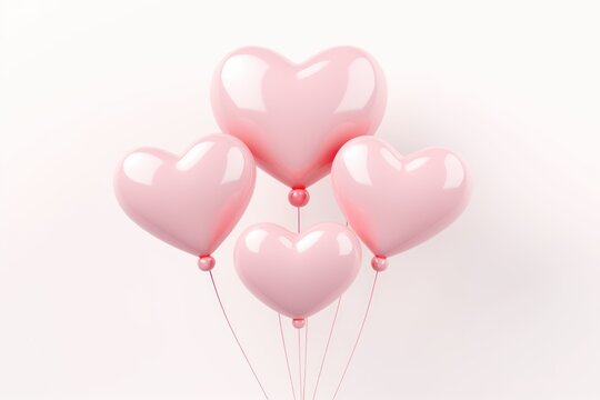 Happy valentine's day concept card with pastel cute heart balloons on white background.