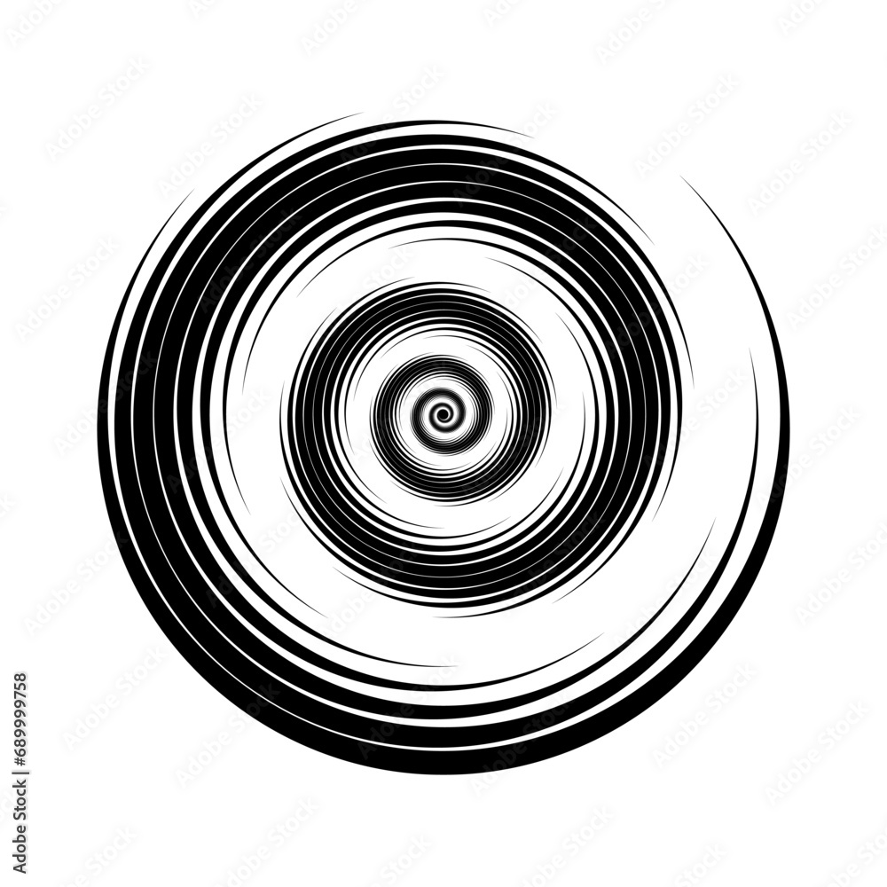 Aufkleber spiral lines element. radial spinning stripes texture. black circle swirl shape. abstract whirlpool 