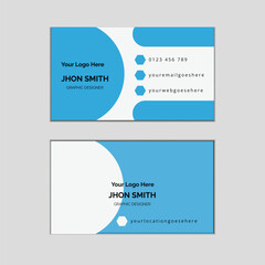 Business card template White And Blue Minimal Business Card Mockup Double-sided creative business card template.
