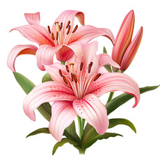  Lily flower cutout on transparent background