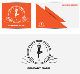 Illustrator monochrome style yoga logo design