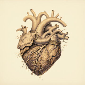 anatomic heart created with line art