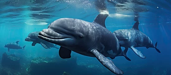 Stof per meter Short-finned pilot whales, Globicephala macrorhynchus, found in the Canary Islands, Spain. © 2rogan