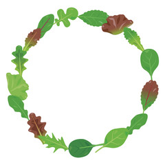 丸いアーチ状に配置されたベビーリーフ