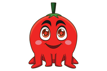Cute Tomato Character Design Illustration
